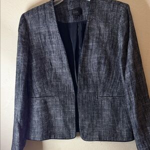 J Crew  Black and Gray  linen/viscose herringbone Textured Blazer
